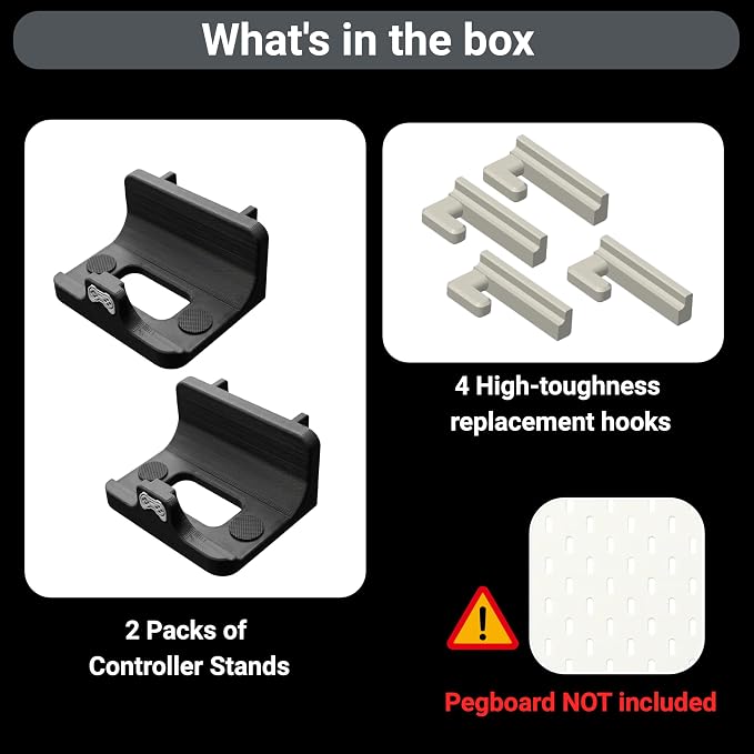 Pegboard Controller Holder Stand, Gampad Holder, Black | for PS5, Switch Pro/2, Xbox Controller, 2PCS, Compatible with IKEA Skadis - Image 7