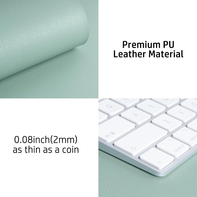 Aothia Leather Desk Pad Protector, Mouse Pad, Office Desk Mat, Non-Slip PU Leather Desk Blotter, Laptop Desk Pad, Waterproof Desk Writing Pad for Office and Home (Light Blue,31.5" x 15.7") - Image 7