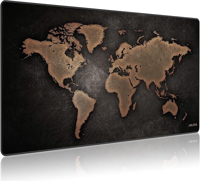 JIALONG Large Gaming Mouse Pad, XXL Desk Mousepad with Stitched Edges, Non-Slip Base Keyboard Pad for Gamer, Office & Home Retro Map by JIALONG
