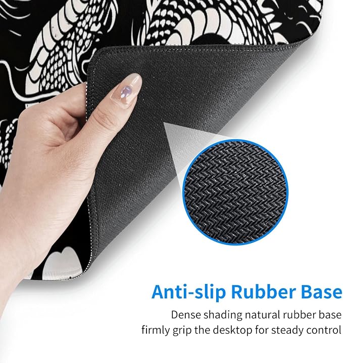 Gaming Mouse Pad Desk Pad,Extended Big Mouse Pad,31.5x11.8 Inch Long Computer Keyboard Mouse Mat Mousepad with 3mm Non-Slip Base and Stitched Edge for Gaming and Office… (Loong) - Image 5