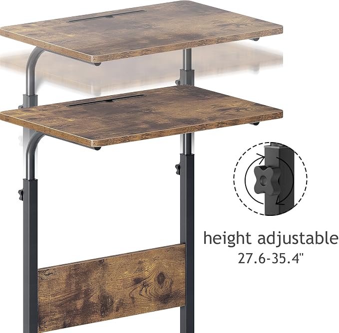 DlandHome 23.6 Inches Rolling Desk with Wheels Adjustable Height - Image 5