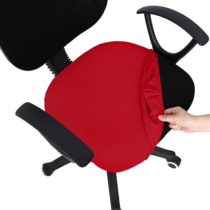 Smiry Office Computer Chair Seat Covers for Desk, Anti-dust Protector | Stretch Jacquard Removable Washable Desk Chair Seat Cushion Protectors, Red by Smiry