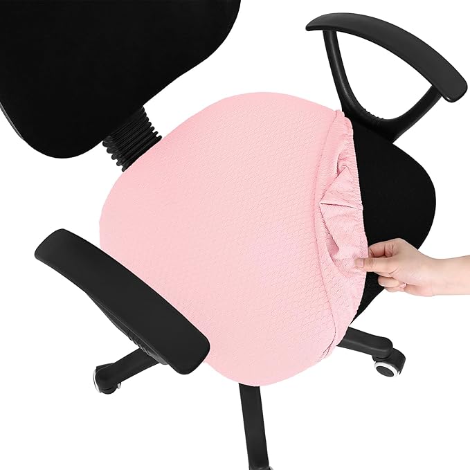 Smiry Office Computer Chair Seat Covers for Desk, Anti-dust Protector | Stretch Jacquard Removable Washable Desk Chair Seat Cushion Protectors, Blush Pink by Smiry