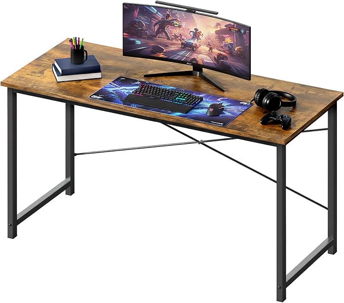OLIXIS 40 Inch Computer Office Desk for Small Spaces, Writing Gaming Work Desk Modern Study Table with Storage Bag & Headphone Hook Home Bedroom, Rustic Brown by OLIXIS