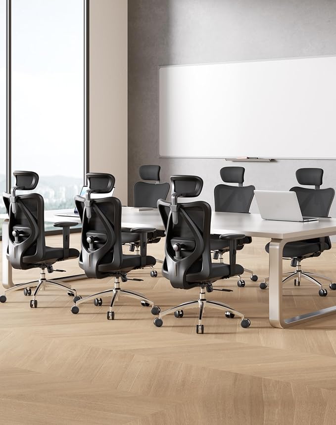 SIHOO M18 Ergonomic Office Chair, Mesh Back Desk Chair with Headrest | Adjustable Lumbar Support, Hold 330lbs Computer Chair with 2D Armrests & Wide Cushion, Tilt Lock, for Home Office - Black - Image 10