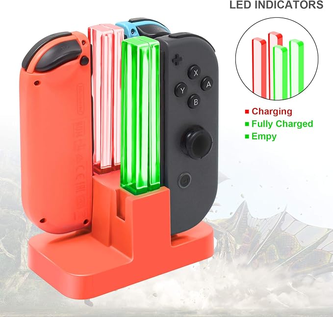 FASTSNAIL Switch Controller Charger for Nintendo Switch for JoyCons - Red - Image 4