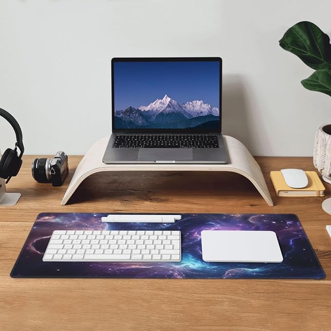 Gaming Mouse Pad Desk Pad,Extended Big Mouse Pad,31.5x11.8 Inch Long Computer Keyboard Mouse Mat Mousepad with 3mm Non-Slip Base and Stitched Edge for Gaming and Office… (Nebula) - Image 9