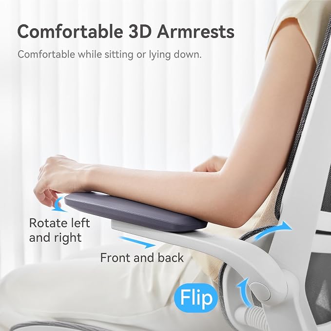 SIHOO M59AS Ergonomic Office Chair, Dual Backrest, Adaptive Lumbar Support | 3D Flip-Up Armrests, FULL Breathable Mesh, Reinforced Aluminum Base, 330 lb, Comfort That Moves With You, Grey - Image 6