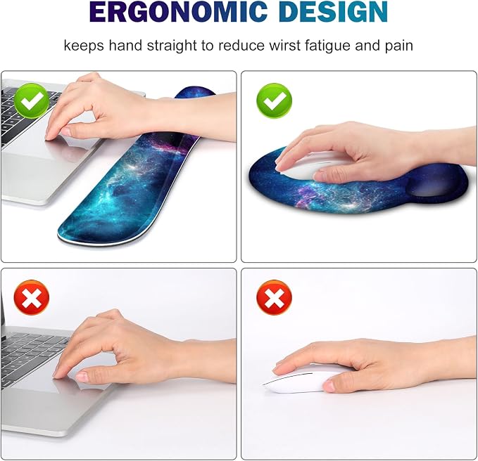 Mouse Pad, 4in1 Mousepad + Keyboard Wrist Rest+Mouse Wrist Rest+Coaster Set - Image 3