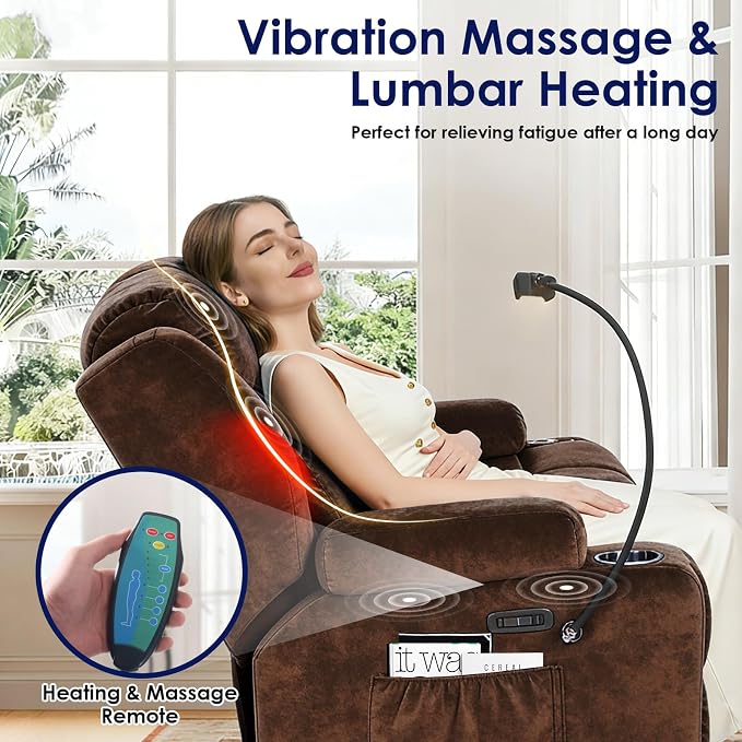 Redlife Power Loveseat Recliner Sofa with Console, Blue LED Lights - Image 6
