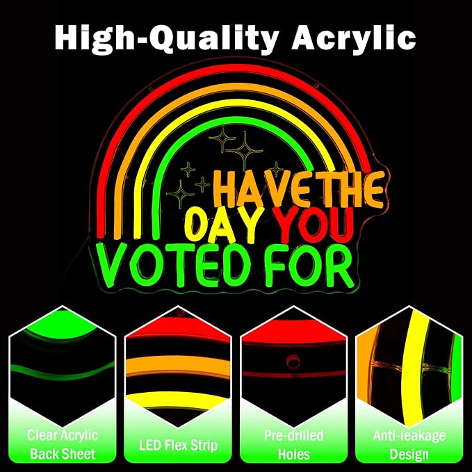 Have The Day You Voted For Neon Sign Dimmable Sarcastic Political Neon Lights Funny Voting Led Sign Election Year Light Up Sign Liberal Activist Resistance Gift - Image 6