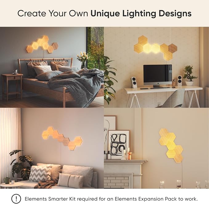 Nanoleaf Hexagon Lights, Smart RGBW LED Wall Light Panels, 3 PK, Brown - Image 2