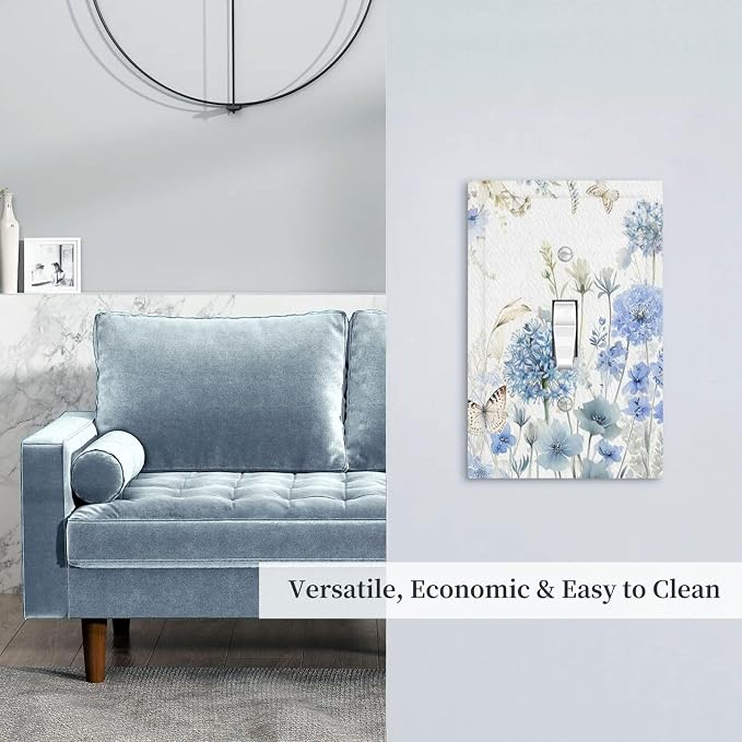 Decorative Light Switch Covers Blue Floral Hydrangea Watercolor Wildflower Single Toggle Light Switch Cover Plate 1 Gang Outlet Covers Wall Plate Electrical Device Switchplate Dimmer Faceplate - Image 8