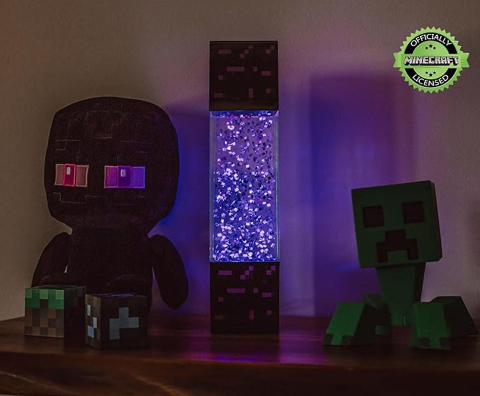 Minecraft Multi-Nether Portal Glitter Motion Lamp | LED Light, Bedside Table Lamp for Desk | Home Decor Accessories and Room Essentials | Official Video Game Collectible | 12 Inches Tall - Image 2