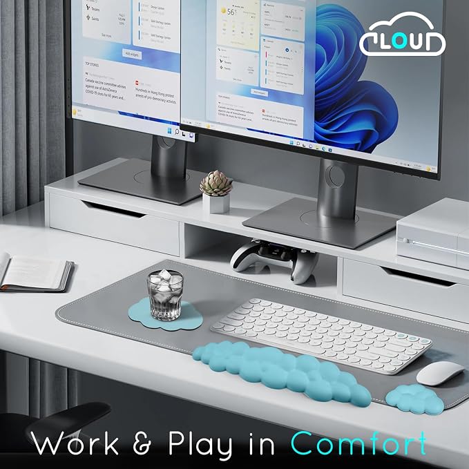 Cloud Wrist Rest for Computer Keyboard and Mouse - Ergonomic Memory Foam With Non-Slip Base - Extended Arm Support for Typing Pain Relief, Office, Gaming - Image 5
