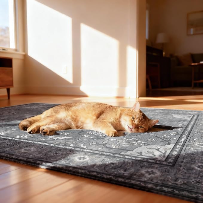 48"x60" Office Chair Mat for Hardwood, Under Desk Chair Mat for Home Office, Anti-Slip Office Rugs for Rolling Chairs, Floor Protector Washable Rugs Charcoal Gray - Image 8