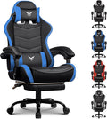 GTPLAYER Gaming Chair with Footrest, Video Game Chairs Racing Style PC Game Chairs 350lbs for Adults - Padded High Back Ergonomic Reclining Silla Gamer, Linkage Armrest, Blue by GTPLAYER