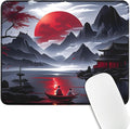 FreeNook Small Gaming Mouse Pad, Anime Black Mousepad with Stitched Edges, Expanded Cool Desk Mat, Japanese Red Moon Keyboard Mat Suitable for Home Office,10.2 X 8.3 Inch by Unknown