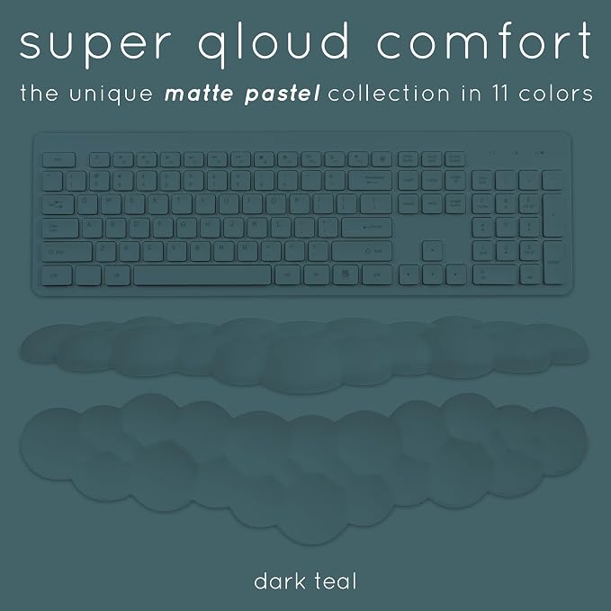 Cloud Keyboard Wrist Rest – Create-ables Qloud Cloud Wrist Rest for Computer Keyboard and Mouse, Ergonomic Memory Foam Wrist Pad with Non-Slip Base, Includes Cloud Mouse Pad – Dark Teal - Image 3