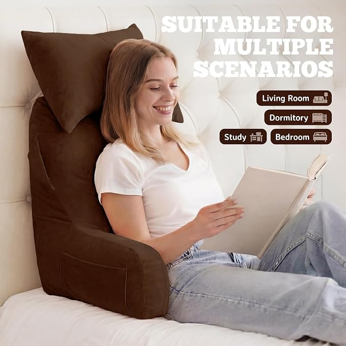 Reading Pillow for Bed,Back Pillow for Bed Sitting Up,Lumbar Support Pillow - Image 3