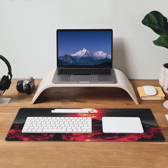 Extended Gaming Mouse Pad, Large Desk Mat XL Anime Mouse Pad Waterproof with Stitched Edges, Non-Slip Desktop Pad for Home and Office, Level Up Your 31.5x11.8 Inch (Darkness Red Moon3) - Image 8