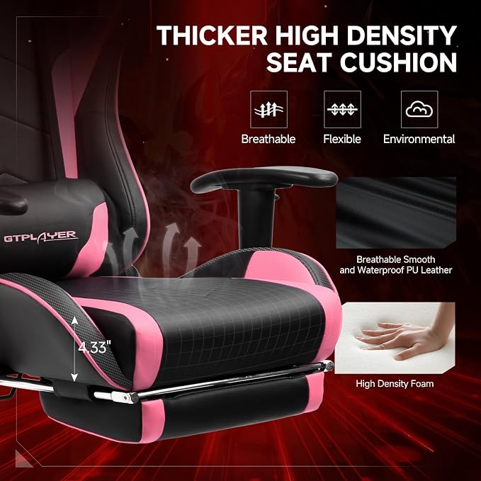 GTPLAYER Gaming Chair,Gamer Chair with Bluetooth and Adjustable Backrest,Seat Height Adjustable Computer Chairs with 3D Armrests,Video Game Chair with Footrest Speakers (Colourful) - Image 6