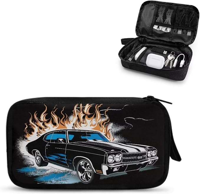 Racing Car Print Electronic Organizer Travel Organizer Bag Electronics Accessories Cases Storage Bag Waterproof for Cable USB SD Card Power Bank Earphone by Unknown