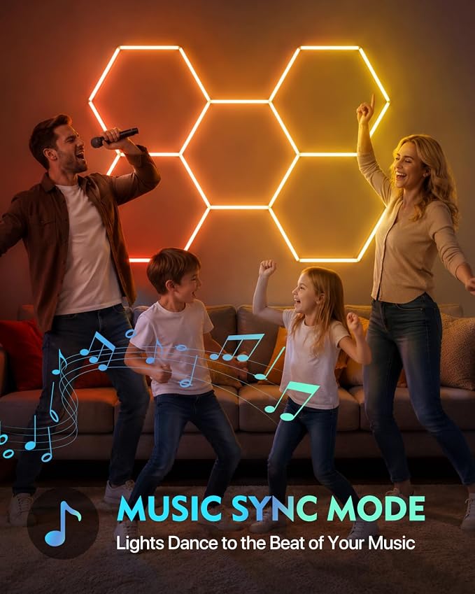 RGB Hexagon LED Lights, 5-Hex, App & Remote Control, DIY Lights - Image 5