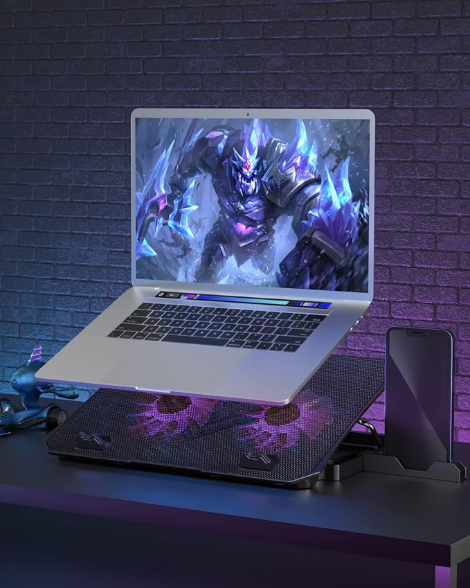 KeiBn Upgrade Laptop Cooling Pad, KeiBn Laptop Cooler 2 Fans for 10-15.6 Inch Laptops, 5 Height Stands, 2 USB Ports (S039-Purple) - Image 6