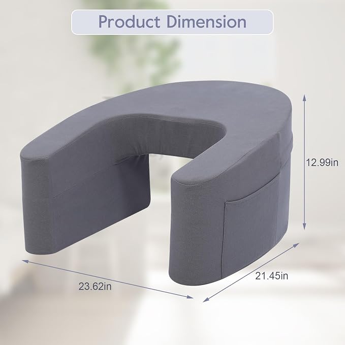 Reading Pillow for Gaming, Arm Rest Lap Desk Pillow Memory Foam Reading Pillow with Side Pocket for Adult Sitting up in Bed Working Crocheting - Image 3
