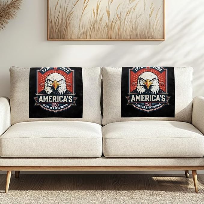 250th Anniversary Text Eagle Recliner Headrest Cover 26x16 Inch - Easy to Install Polyester Slipcover Chair, Decoration & Non-Slip Design with Fixing Nails for Office/Home - Image 2