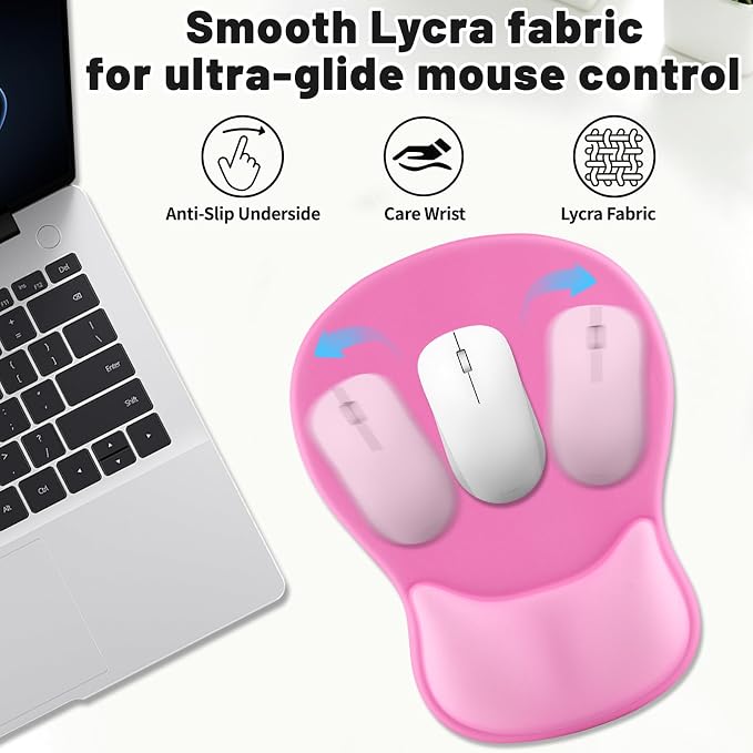 Ergonomic Mouse Pad with Wrist Rest - Gel Wrist Support Mousepad with Non-Slip PU Base for Computer, Laptop, Office & Home - Image 2