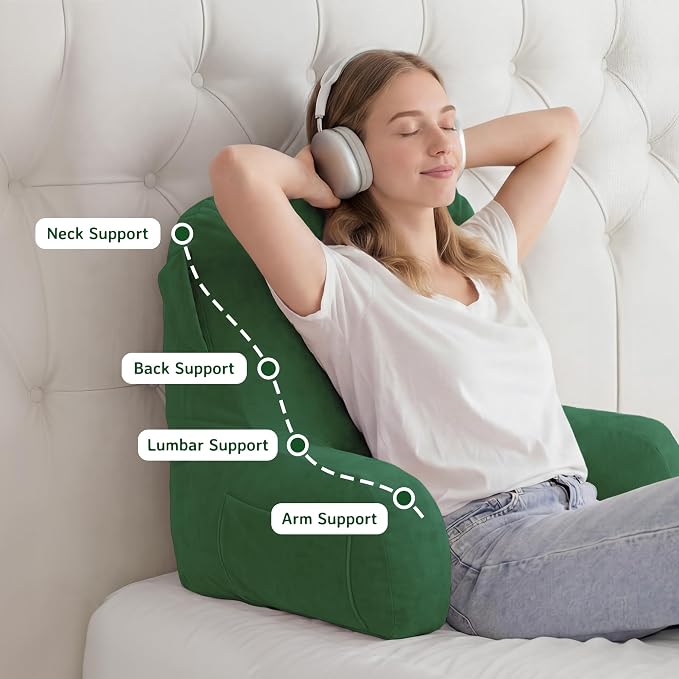 Reading Pillow for Bed,Back Pillow for Bed Sitting Up,Lumbar Support Pillow - Image 5