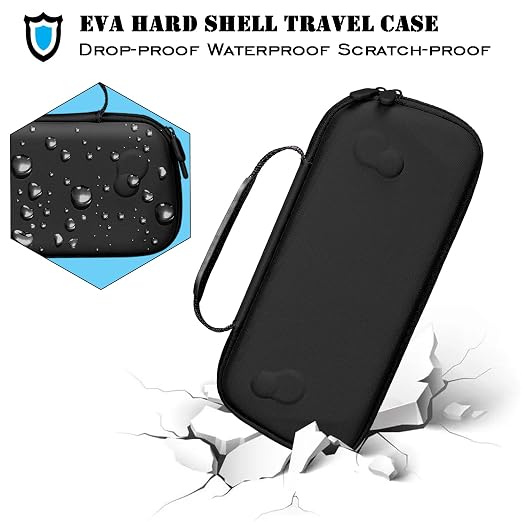 ADVcer Rog Ally X Handheld Case, EVA Waterproof Hard Shell Protective Travel Case with Inner Collapsible Game Console Stand, Velvet Soft Lining, Double Zippers, Carrying Handle for Rog Ally X (Black) - Image 2