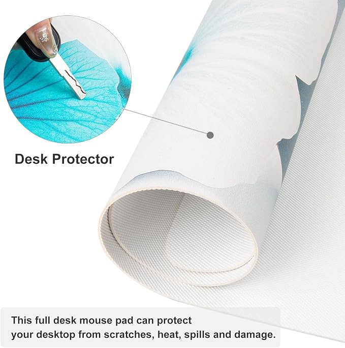 QiyI PU Leather Large Mouse Pad, 31.5" x 15.7", Pebbles Flowers | Desk Décor Accessories, Extended Size, Waterproof & Easy to Clean, Smooth Surface, Non Slip Desk Organization - Image 5