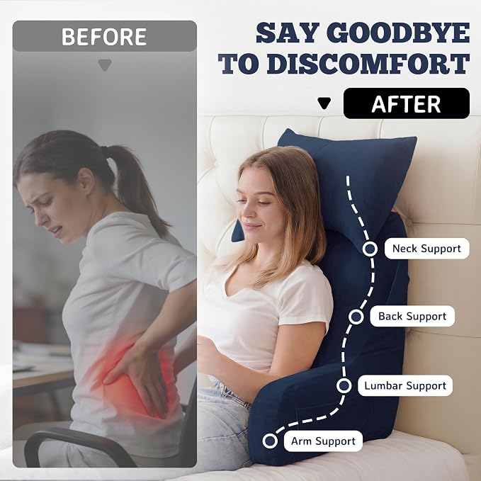 Reading Pillow for Bed,Back Pillow for Bed Sitting Up,Lumbar Support Pillow - Image 7