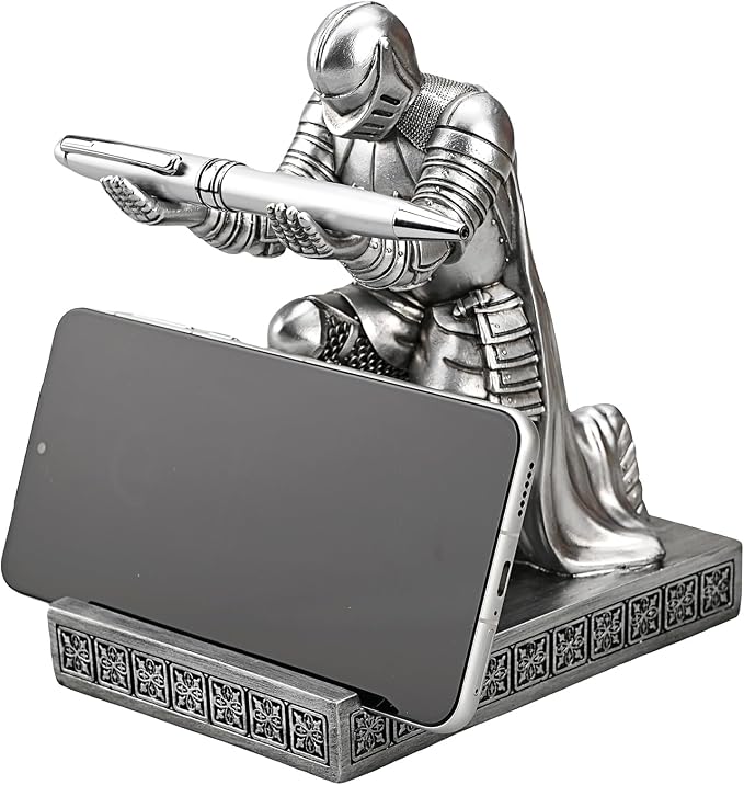 Windbreaker Soldier Knight Pen Holder Personalized Desk Accessory Silver - Image 2