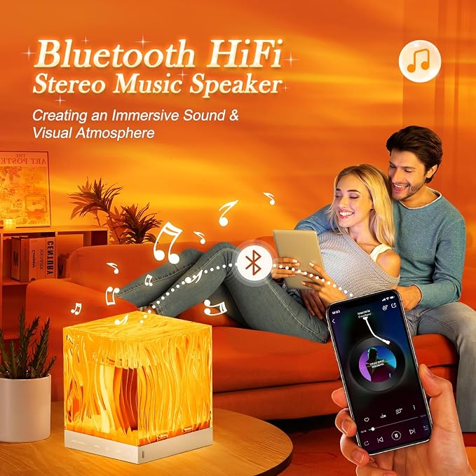 Crystal Lamp for Bedroom, 15 White Noise Machine Room Lights for Bedroom, Bluetooth Music Night Light Projector, RGB Aurora Ocean Light Projector, Remote Dimmable Crystal Table Lamp,Teen Girls Gifts - Image 3