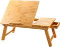 Nnewvante Bamboo Bed Tray with Tilting Top, Drawer 23.6 x 15.8in by Nnewvante