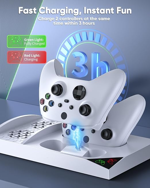 MENEEA Charger Stand Cooling Fan for Xbox Series S Console&Controller,White - Image 3
