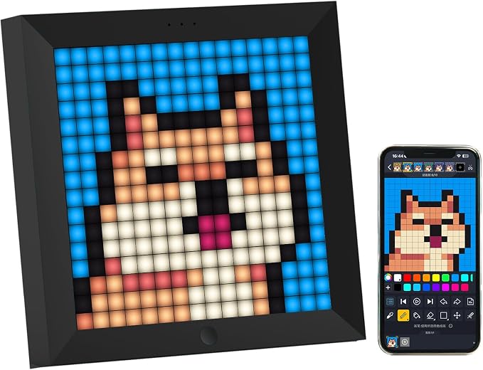 Divoom Pixoo - Pixel Art Digital Picture Frame with 16x16 LED Display APP Control - Cool Animation Frame Wall/Desk Mount for Gaming Room & Bedside Table -Black by Divoom
