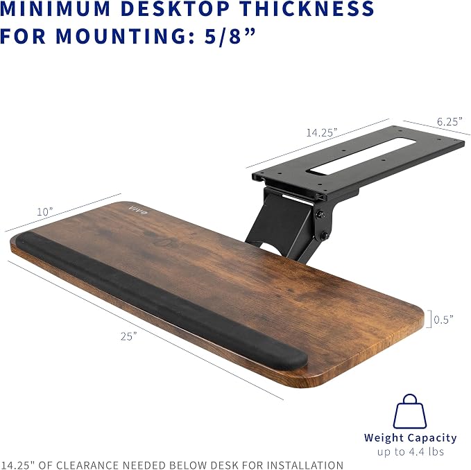 VIVO Vintage Brown Under Desk 25 x 10 inch Keyboard Tray, MOUNT-KB03N - Image 5