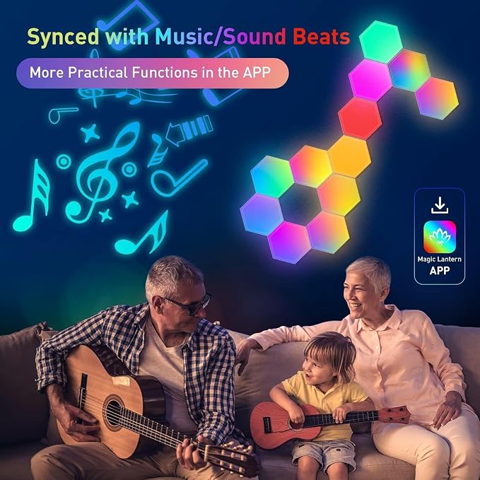 TISOFU 8 Pack Hexagon Lights LED Wall Panels, RGB Color Gaming Light Decoration with APP/Music Sync & Remote, Boys DIY Smart Modular Hexagonal Honeycomb Bedroom Glide Hex Tiles Panel - Image 7