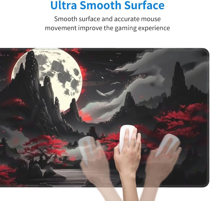 Extended Gaming Mouse Pad, Large Desk Mat XL Anime Mouse Pad Waterproof with Stitched Edges, Non-Slip Desktop Pad for Home and Office, Level Up Your 31.5x11.8 Inch (Night Canyon) - Image 4