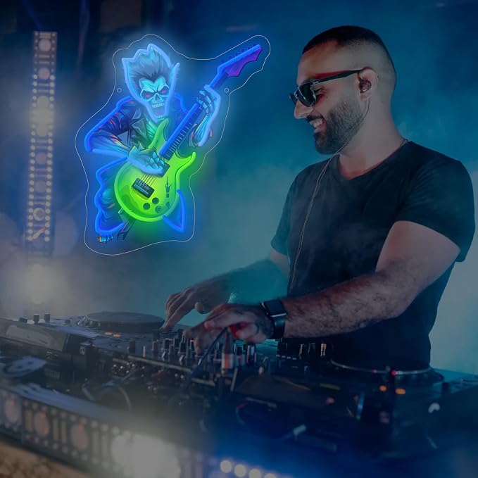 Zombie Playing Electric Guitar Neon Sign Music Led Light Up Sign Pop Art With UV Printed background Room Wall Decor Man Gaming Room, Kids Room, Bar Decoration, Birthday Party Gifts - Image 7