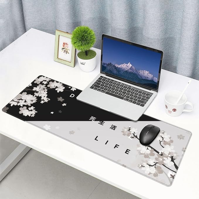Extended Gaming Mouse Pad, Large Gaming Mouse Waterproof with Stitched Edges, Non-Slip Desktop Pad for Home and Office, Level Up Your 31.5x11.8 Inch… (Black and White Life) - Image 7