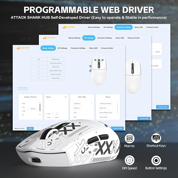 ATTACK SHARK G3 PRO Tri-Mode Wireless Gaming Mouse with RGB Charging Dock - Image 7