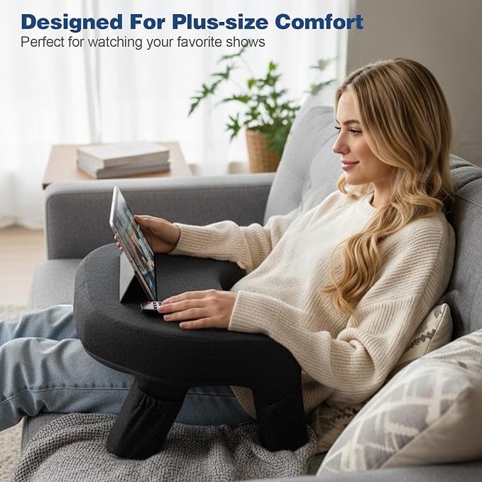 AZ GOGO Laptop Desk for Couch and Bed with Arm Rest, Reading Pillow for Bed with Armrest, Lap Desk for Surgery Recovery and Adults Gaming with Storage Pockets, Comfortable & Relaxing Body (Dark Grey) - Image 3