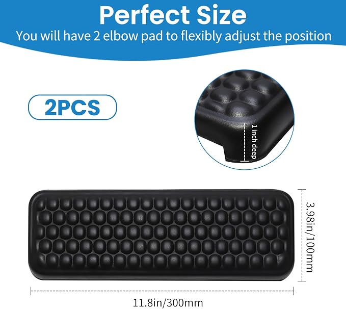 L-Shaped Desk Elbow Pad for Desk, 2-Piece Ergonomic Desk Edge Cushion, PU Leather Elbow Support Padding with Non-Slip, Wrist Comfort Support for Office Home, Office Desk Accessories - Image 2