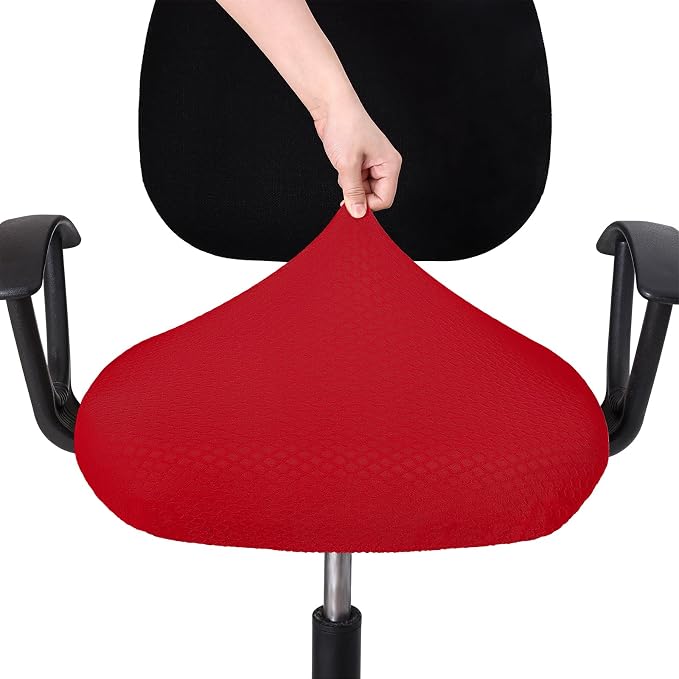 Smiry Office Computer Chair Seat Covers for Desk, Anti-dust Protector | Stretch Jacquard Removable Washable Desk Chair Seat Cushion Protectors, Red - Image 5